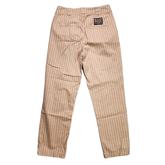 Airwalk Size Medium Straight Midrise Trousers White Stripe Creme - Picture 2 of 3